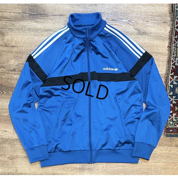 画像1: 【ビンテージ】【アディダス】adidas【青×白ライン】【胸黒ライン入り】ジャージ【トラックジャケット】【トラックジャージ】【サイズL】 