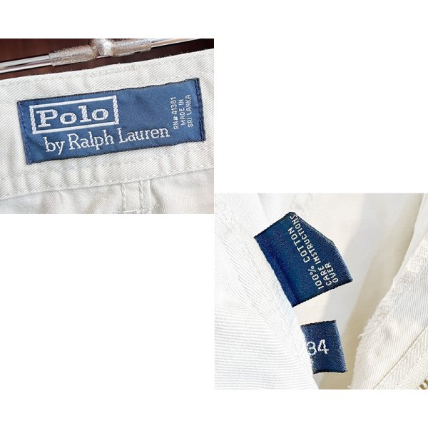 画像2: ビンテージ【POLO RALPH LAUREN】【ラルフローレン】【オフホワイト】【コットン】【POLO CHINO】カーゴショーツ【カーゴパンツ】半ズボン【短パン】【W34】 