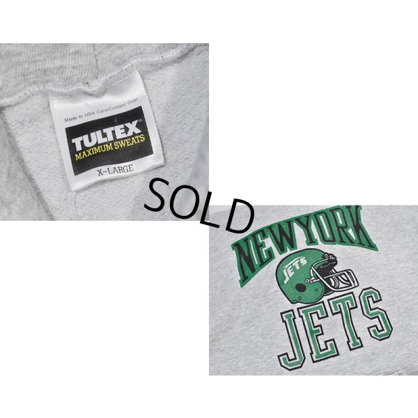 画像2: 90's【USA製】【ビンテージ】【Tultex】【タルテックス】NFL【NEW YORK JETS】ニューヨーク・ジェッツ【グレー】【パーカー】【サイズXL】 