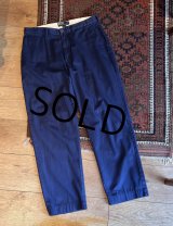 90's【ラルフローレン】POLO RALPH LAUREN【ネイビー】ノータックコットンスラックス【コットンパンツ】【34ｘ30】 