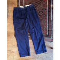 90's【ラルフローレン】POLO RALPH LAUREN【ネイビー】ノータックコットンスラックス【コットンパンツ】【34ｘ30】 