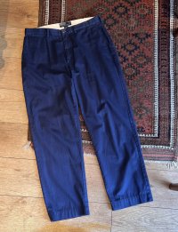 90's【ラルフローレン】POLO RALPH LAUREN【ネイビー】ノータックコットンスラックス【コットンパンツ】【34ｘ30】 