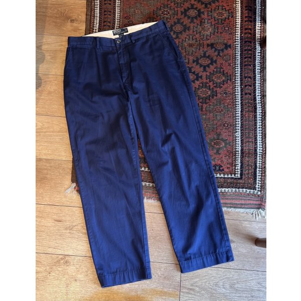 画像1: 90's【ラルフローレン】POLO RALPH LAUREN【ネイビー】ノータックコットンスラックス【コットンパンツ】【34ｘ30】 