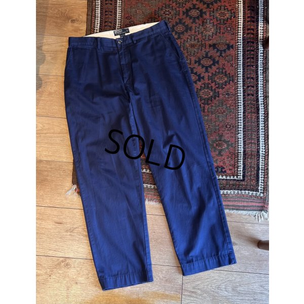 画像1: 90's【ラルフローレン】POLO RALPH LAUREN【ネイビー】ノータックコットンスラックス【コットンパンツ】【34ｘ30】 