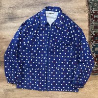 【ビンテージ】【FIRST TEE】【青×ゴルフ総柄】コットン【ブルゾン】ジップアップジャケット【サイズL】 