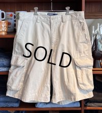 ビンテージ【POLO RALPH LAUREN】【ラルフローレン】【オフホワイト】【コットン】【POLO CHINO】カーゴショーツ【カーゴパンツ】半ズボン【短パン】【W34】 