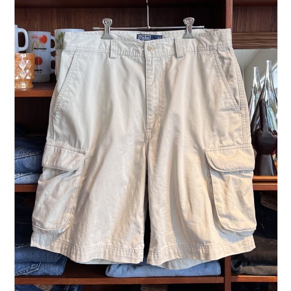 画像1: ビンテージ【POLO RALPH LAUREN】【ラルフローレン】【オフホワイト】【コットン】【POLO CHINO】カーゴショーツ【カーゴパンツ】半ズボン【短パン】【W34】 