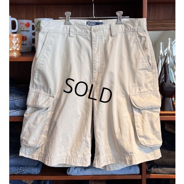 画像1: ビンテージ【POLO RALPH LAUREN】【ラルフローレン】【オフホワイト】【コットン】【POLO CHINO】カーゴショーツ【カーゴパンツ】半ズボン【短パン】【W34】 