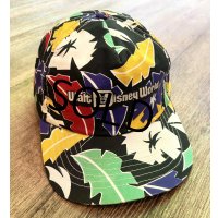 90’s〜【ビンテージ】【Walt Disney World】ウォルトディズニーワールド【黒地】総柄【ベースボールキャップ】 