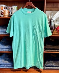 デッドストック 90's【USA製】Wear Guard ウェアガード【ビンテージ】ライムグリーン 胸ポケット 無地 【Tシャツ】【サイズＬ】 