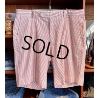 【ブルックスブラザーズ】【BERMUDA SHORT】【赤×白】【シアサッカー地】【ストライプ柄】【ショートパンツ】【短パン】【W34】 