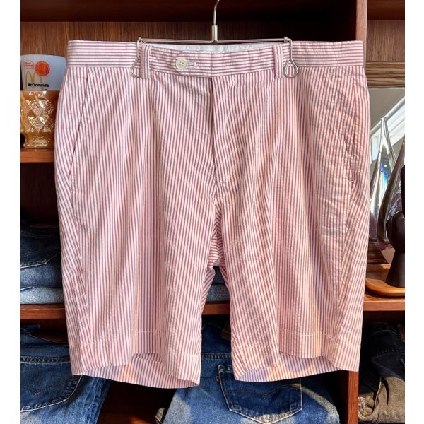 画像1: 【ブルックスブラザーズ】【BERMUDA SHORT】【赤×白】【シアサッカー地】【ストライプ柄】【ショートパンツ】【短パン】【W34】 