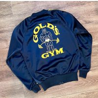【ビンテージ】【GOLD's GYM】ゴールドジム【黒×黄色ライン】【背面プリント入り】ジャージ【トラックジャージ】S程度 