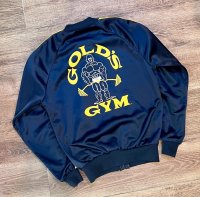 【ビンテージ】【GOLD's GYM】ゴールドジム【黒×黄色ライン】【背面プリント入り】ジャージ【トラックジャージ】S程度 