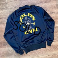 【ビンテージ】【GOLD's GYM】ゴールドジム【黒×黄色ライン】【背面プリント入り】ジャージ【トラックジャージ】S程度 
