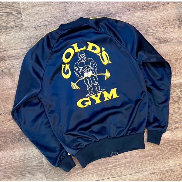 画像1: 【ビンテージ】【GOLD's GYM】ゴールドジム【黒×黄色ライン】【背面プリント入り】ジャージ【トラックジャージ】S程度 