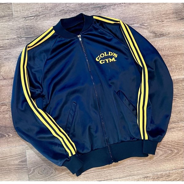 画像3: 【ビンテージ】【GOLD's GYM】ゴールドジム【黒×黄色ライン】【背面プリント入り】ジャージ【トラックジャージ】S程度 
