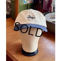 【デッドストック】90’ｓ【ビンテージ】【nautica】【ノーティカ】【生成り×ブルーグレー】ロゴ入り【コットンキャップ】 