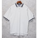 【ビンテージ】【champion】チャンピオン【白×紺ひし形】コットン【ポロシャツ】【サイズL】 