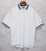 【ビンテージ】【champion】チャンピオン【白×紺ひし形】コットン【ポロシャツ】【サイズL】 