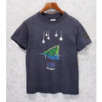 【80's】【USA製】【ビンテージ】【Hanes】ヘインズ【黒】【WEBN fireworks】【魚】プリント【Tシャツ】【サイズM】 