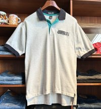 90's~ USA製 ビンテージ【JONATHAN COREY】【グレーx黒ｘ緑】【コットン】【ポロシャツ】【サイズL】 