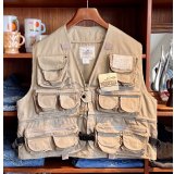 新品未使用【ビンテージ】【WOODFIELD】【ベージュ】【ハンティングベスト】【フィッシングベスト】【サイズＬ】
