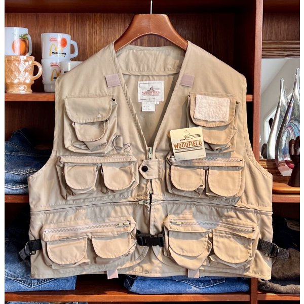 画像1: 新品未使用【ビンテージ】【WOODFIELD】【ベージュ】【ハンティングベスト】【フィッシングベスト】【サイズＬ】