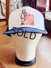 80's~【ビンテージ】【THE HOME DEPOT】ホームデポ【紺×白】【メッシュキャップ】【トラッカーキャップ】【キャップ】サイズフリー 