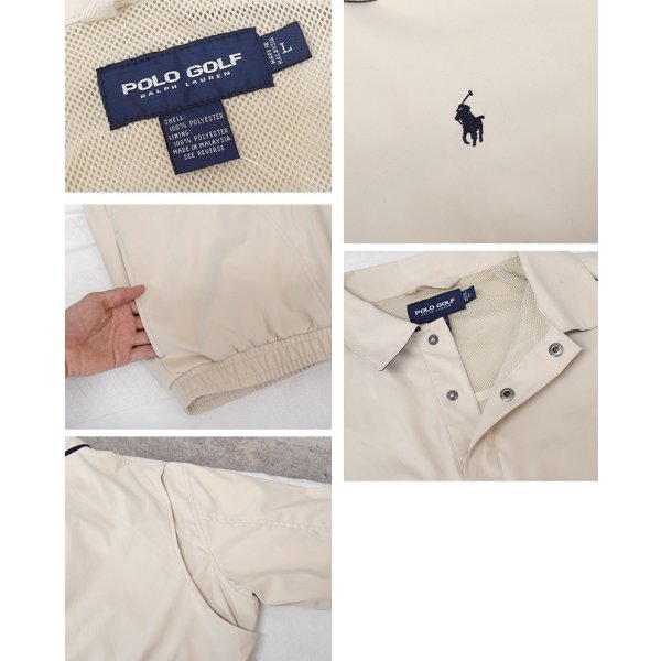 画像2: ビンテージ【POLO GOLF】【ポロゴルフ】【ラルフローレン】【RALPH LAUREN】【ベージュ】【ポリエステル】【プルオーバーブルゾン】【サイズＬ】 