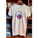デッドストック【70's】【USA製】【ビンテージ】【VOICE OF AMERICA】プリント【白】コットン【Tシャツ】【サイズL】 
