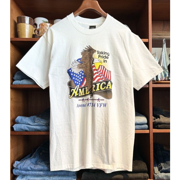 画像1: ほぼ未使用!! 90's USA製【ビンテージ】【CLASSIC PLATINUM】Taking Pride in America 【VFW】白【Ｔシャツ】【サイズL】 