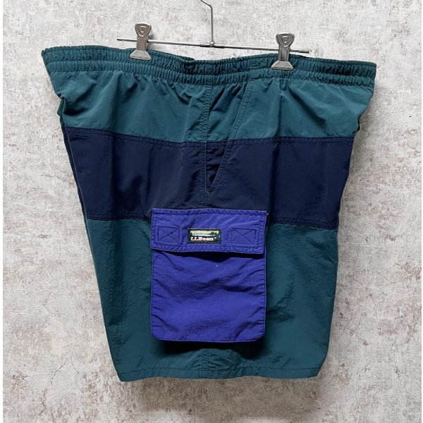 画像4: 【ビンテージ】【ＬＬビーン】【L.L.bean】【紺ｘ緑ｘ紫】クレイジーパターン【ショーツ】【ナイロンショーツ】スウィムショーツ【Ｌ／Ｇ】 