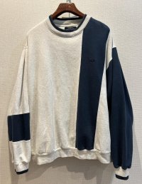90's~【ビンテージ】【DOCKERS】ドッカーズ【リーバイス】【グレー×紺　切り返し】【クルーネック】【スウェット】【サイズL】 