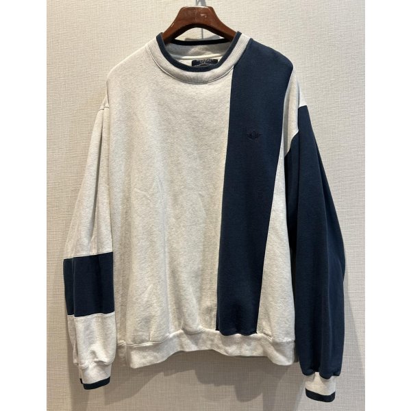画像1: 90's~【ビンテージ】【DOCKERS】ドッカーズ【リーバイス】【グレー×紺　切り返し】【クルーネック】【スウェット】【サイズL】 