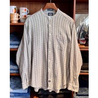 90's【ビンテージ】【DOCKERS】ドッカーズ【チェック柄】バンドカラー【水色】立ち襟【コットンシャツ】【サイズＬ】 