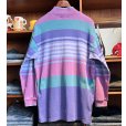 画像3: 80's【USA製】ビンテージ【L.L.Bean】LLビーン【紫系×緑】マルチボーダー【ボタン付きモックネック】ロンT【サイズL】<br> (3)