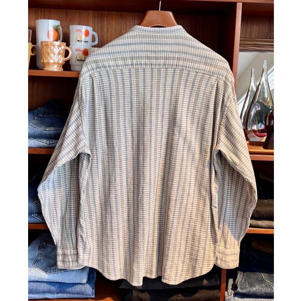 画像3: 90's【ビンテージ】【DOCKERS】ドッカーズ【チェック柄】バンドカラー【水色】立ち襟【コットンシャツ】【サイズＬ】 