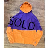 90's【USA製】ビンテージ【チャンピオン】【Champion】【紫×オレンジ切り返し】コットン【パーカー】フーディー【サイズL】 