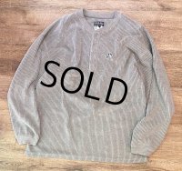 【ビンテージ】【POLAR DOGS】ビッグドッグス【グレー】犬刺繍【コーデュロイ風】ヘンリーネックスウェット【サイズXL】 