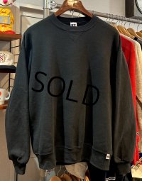 90's~【USA製】【RUSSELL】ラッセル 【ビンテージ】ブラック【黒】【無地】【クルーネック】前V スウェット【サイズL】 