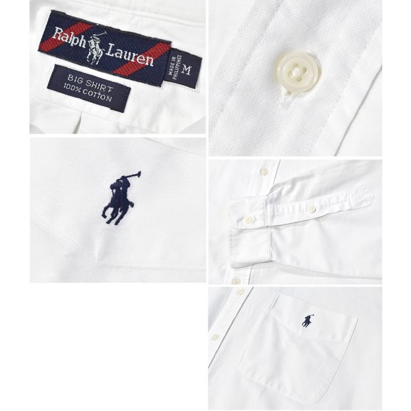 画像2: 90’s【ビンテージ】【RALPH LAUREN】【ラルフローレン】【Big Shirt】【白】コットン【ボタンダウンシャツ】【サイズM】 