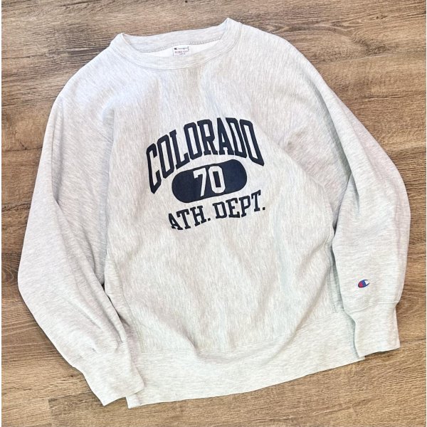 画像1: 90’ｓ【USA製】ビンテージ【Champion】【チャンピオン】【リバースウィーブ】COLORADO〜【カレッジスウェット】【グレー】【サイズL】 