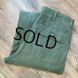 【60's】【米軍実物】【ビンテージ】【U.S.ARMY】OG107【UFOボタン】Wステッチ【ボタンフライ】【ベイカーパンツ】【ユーティリティパンツ】【36ｘ33】 