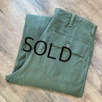 【60's】【米軍実物】【ビンテージ】【U.S.ARMY】OG107【UFOボタン】Wステッチ【ボタンフライ】【ベイカーパンツ】【ユーティリティパンツ】【36ｘ33】 