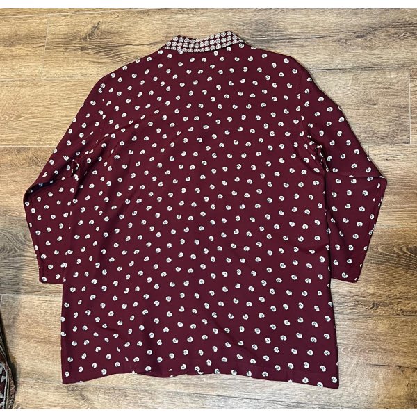 画像3: ビンテージ【BANANA REPUBLIC】バナナリパブリック【エンジ×白花柄】【レーヨンシャツジャケット】レディース古着【サイズS】 
