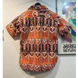 画像3: 【デッドストック】70's【ビンテージ】【PURITAN】【オレンジ】総柄【アートモチーフ】【プルオーバー】【S/Sシャツ】【シャツジャケット】半袖シャツ【サイズM】<br> (3)