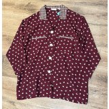 ビンテージ【BANANA REPUBLIC】バナナリパブリック【エンジ×白花柄】【レーヨンシャツジャケット】レディース古着【サイズS】 