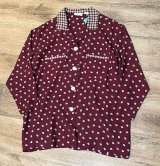 ビンテージ【BANANA REPUBLIC】バナナリパブリック【エンジ×白花柄】【レーヨンシャツジャケット】レディース古着【サイズS】 