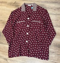 ビンテージ【BANANA REPUBLIC】バナナリパブリック【エンジ×白花柄】【レーヨンシャツジャケット】レディース古着【サイズS】 